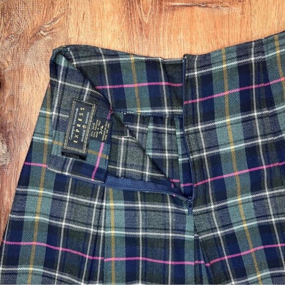 EXPRESS MADE IN ITALY 🇮🇹 VINTAGE Plaid Pleated Mini Skirt Size 3/4 - Picture 7 of 8